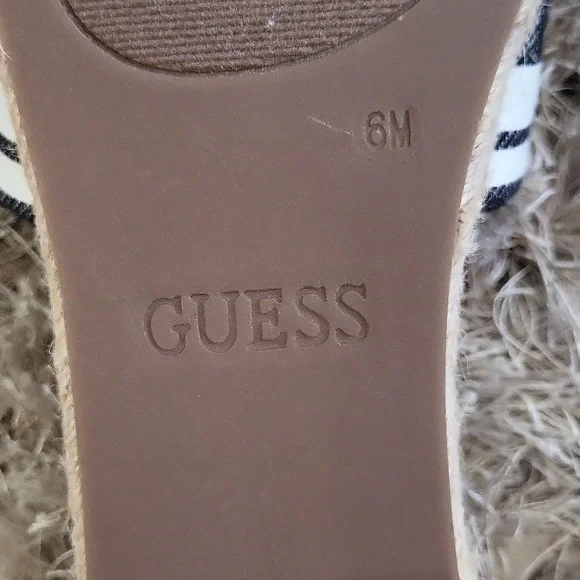 GUESS Women's Black and White Slide Sandals - Picture 4 of 5